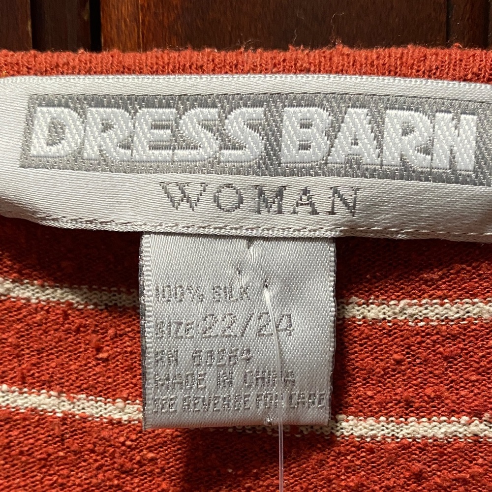 Dress Barn Woman vintage Rust Striped faux Button-Down plus size 3X silk Top - Picture 8 of 10